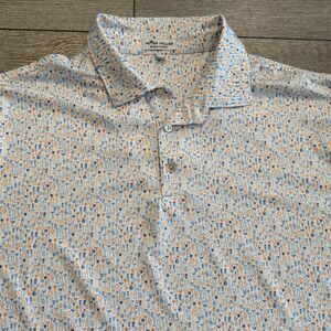 Peter Millar Summer Comfort Polo Shirt Mens XL Blue Orange Martini Glasses